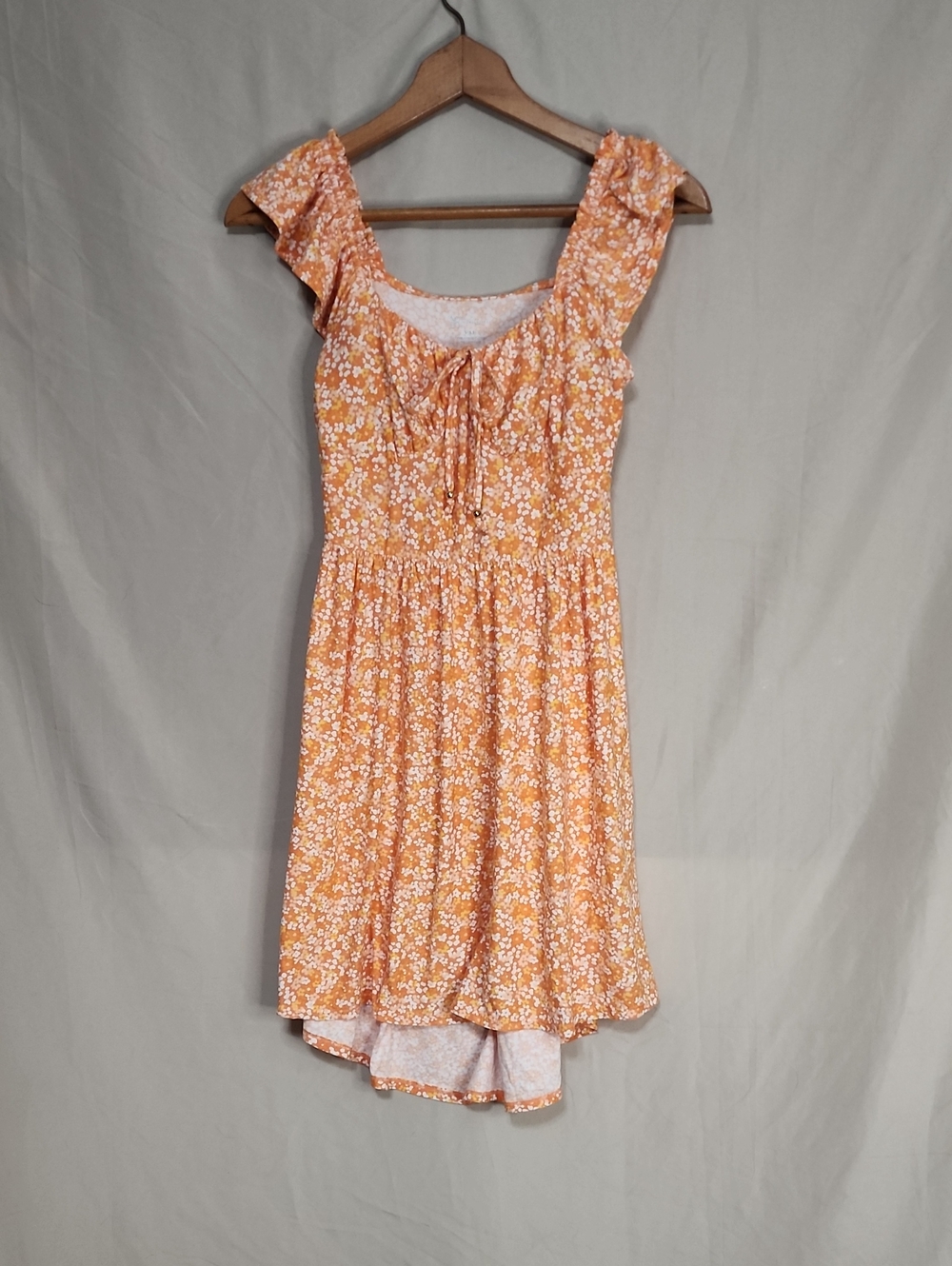 No Boundaries Orange Yellow Floral Tie-Front Top